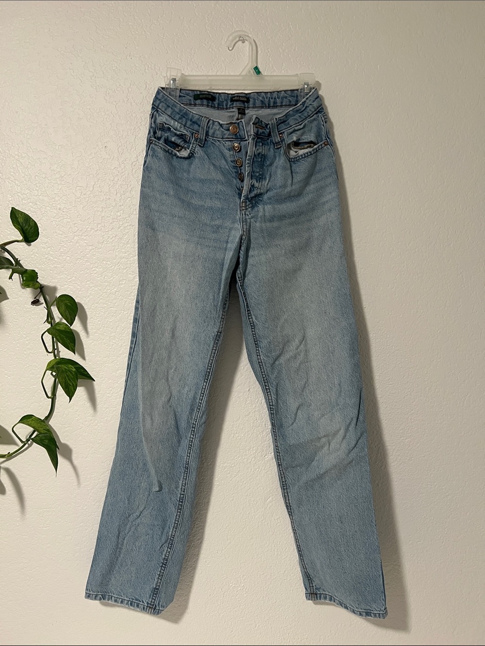 wild fable Light Blue Straight-Leg High-Rise Jeans with Button Fly